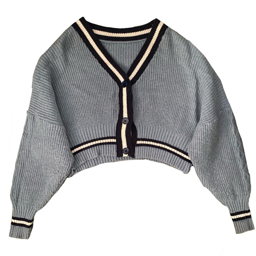 Blue chunky knit cardigan